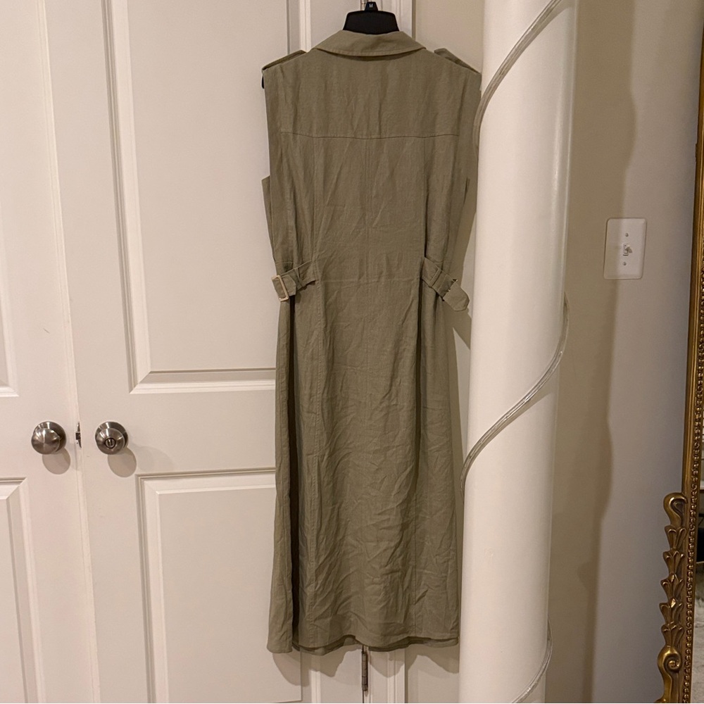 Zara Sleeveless Button-Front Shirt Dress in Sage Green - Picture 10 of 14